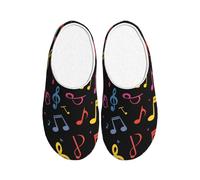 Music Notes Women's Slippers Flannel House Slippers for Men Colorful Art Non-Slip Warm Winter Shoes for Indoor Outdoor UK 9-10