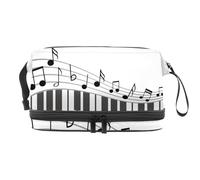 Music Notess Piano Keyboard Double Layer Cosmetic Bag for Women and Girls, Travel Toiletry Bag Makeup Handy Pouch Organiser Bag with Brush Compartment