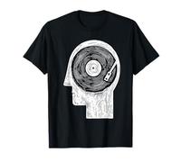 Music On My Mind - Vinyl Record Brain Turntable T-Shirt