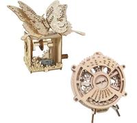 Music Park 2-in-1 3d Wooden Puzzle Hand Butterfly Music Box & Perpetual Calendar Handmade Assembly Model Kit Holidays Brthdays