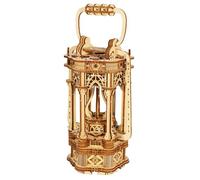 Music Park 3D Wooden Puzzle for Adults, Vintage LED Lantern Model Building Kit with Night Light, DIY Craft Kits, Tabletop Desk Decor, Unique Birthday for Women Men