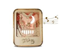 Music Park 3D Wooden Puzzle Music Box Castle With Colorful Night Lights Model Kits for Adults Birthday for Women