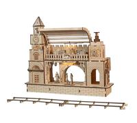 Music Park 3D Wooden Puzzles Train Station for Adults Night Light Model Kit DIY Birthday for Women Age 14+