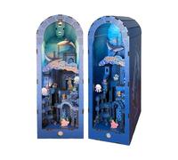Music Park Book Nook Kit Atlantis - 3D Wooden Puzzles for Adults, DIY Miniature Underwater City Bookend with Sensor LED Lights, Wooden Model Kits for Adults to Build Bookshelf Decor Gift