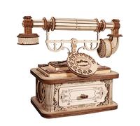 Music Park-Creative Retro Telephone 3D Wooden Puzzle for Adults Tabletop Model Kits Decoration and Gift for Christmas Birthday
