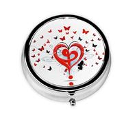 Music Pattern Print Pill Box for Pocket Round Pill Box 3 Compartment Decorative Portable Travel Pill Holder Tablet Vitamin Organizer Mini Pill Case(2pcs)