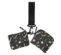 Music Patterns Stars Nature Women's Dual Wallets Busniess Card Cases Small Portable Credit Card Wallet Organizer with Wristle Strap for Travel 2 Packs tarjetas de crédito para, music patterns stars