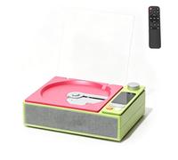 Music Player, Portable CD Player with LED Display Screen, Supports CD/FM/USB/Headphone/Optical Output, Rechargeable Small Retro Players for Travel, Home, Living Room, Bedroom Greenish Pink