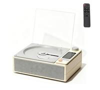 Music Player, Portable CD Player with LED Display Screen, Supports CD/FM/USB/Headphone/Optical Output, Rechargeable Small Retro Players for Travel, Home, Living Room, Bedroom Apricot Yellow