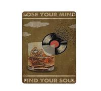 Music Poster Lose Your Mind Find Your Soul Whiskey Poster Retro Tin Sign Metal Poster Vintage Sign Plate Coffee Bar Home Outdoor Decor Kitchen Iron Painting Cafe Club Man Cave Wall Plaque
