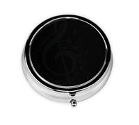 Music Print Pill Box for Pocket Round Pill Box 3 Compartment Decorative Portable Travel Pill Holder Tablet Vitamin Organizer Mini Pill Case(2pcs)