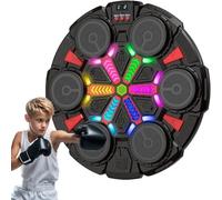 Music Punching Machine for Kids Adults,Bluetooth Wall Mounted Boxing Trainer with Gloves,Rhythm Lights,2 Player Battle Mode,Reaction Training Pad,Home Gym Sport Toys Gifts for Boys Girls Teens 3-12+