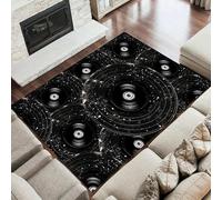 Music Record Area Rug, 100x150cm, Stylish Musical CD Disc Creative Watercolor Splash Vinyl Records Rugs for Bedroom, Non-Shed Sturdy Abstract Home Decor Carpet for Living Room
