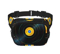 Music Record Double Layer Waist Bag Pack Vinyl Cd Bum Bag Fanny Pack for Men Women, Adjustable Belt Bag for Travel Hiking Running Cycling Festival