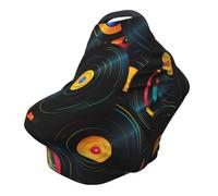 Music Record Nursing Cover 360° Full Coverage Vinyl Cd Stretch Scarf for Breastfeeding and Car Seat Cover Fit for Most Pushchairs and Prams