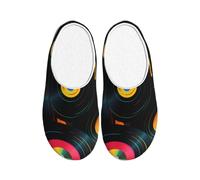 Music Record Women's Slippers Flannel House Slippers for Men Vinyl Cd Non-Slip Warm Winter Shoes for Indoor Outdoor UK 9-10
