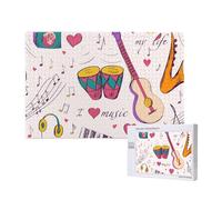 Music Records Blues Music Is My Life Theme,1000 Pieces Wooden Jigsaw Family Game Jigsaw Puzzles for Adults Teens Home Decor