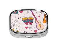 Music Records Blues Music is My Life Theme,Meta Pill Box 2 Compartment Medicine Case,Portable Organizer,Rectangle Meta Portable Organizer Pill Box 355 Compartment Medicine Case