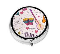 Music Records Blues Music is My Life ThemeMeta Pill Box 3 Compartment Medicine Case,Portable Organizer