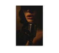 Music Retro Microphone And Lips Close-up Wall Art Canvas Posters Prints for Modern Family Living Room Decor Artwork 16x24inch(40x60cm) Unframe-style