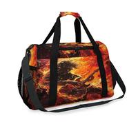 Music Rock Fiery Guitarist Travel Duffel Bag for Girls Boys Women Men Weekend Overnight Bag Shoulder Tote Luggage Handbag for Travel Sports Gym