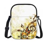 Music Roses Romantic Crossbody Bag With Print,Lightweight 600d Oxford-Fabric,Water-Resistant Scratch-Resistant, Zipper Closure+Turn-Lock Flap