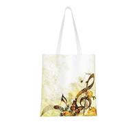 Music Roses Romantic Fashion Canvas Tote Bag With All Over Print Design, Large Reusable Shopper Tote With Double Handles,Beach Tote, Weekend Bag