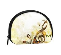 Music Roses Romantic Mini Zipper Coin Purse, Small Travel Organizer with All-Over Print, Durable Polyester Fabric, Compact Pouch for Coins,Keys