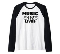 Music Saves Lives (Black) Raglan Baseball Tee