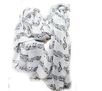 Music Scarf - Musical Piano Violin Notes Classical Mozart Style Crotchet Quaver Scarf (White)