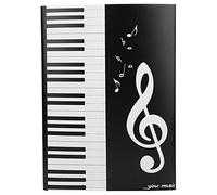 Music Score Folder, A4 Sized 4 Pages Expand Spiral Bound Black Folder, Music Themed Piano Score Folder Music Choral Storage Holder for Piano