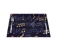 Music-Seamless-Pattern, Set of 6 Washable PVC Table Mats Placemats For Dining Table Heat Resistant Tray Mats 30x45 cm