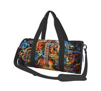 Music Series Duffle Bag for Women Men Personal Item Travel Bags Canvas Weekender Overnight Bag Lightweight Sports Tote Gym Bags Carry On Luggage Bag, Black, One Size