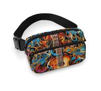 Music Series Fanny Pack for Women Men Waist Bag Belt Bag Adjustable Casual Bag for Travel Sports Hiking, white, 7.9x5.1inches