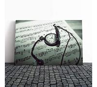 Music Sheet and Pocket Watch Canvas Print | Gallery Wrapped 30mm Frame Wall Art | 20x14 inches | Ready to Hang | Modern Music Picture | Living Room Bedroom Lounge Office