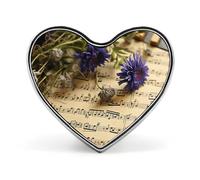 Music Sheet Buttons Pin Memorial Boutonniere for Wedding Groom Bride, Customize Lapel Heart Pin for Christmas, Men Women Costume Decorative Fashionable Brooches