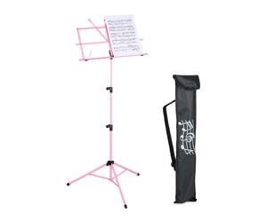 Music Sheet Stand Orchestra Metal Foldable Adjustable Notes Lightweight Pink