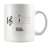 Music Shh Musicians Gifts Music Teacher Gifts Funny Musicians Mug Quarter Rest and Fermata Pianist Choir Director Novelty Drinkware Ceramic Mug 11 oz White