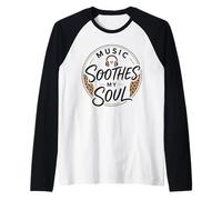 Music Soothes My Soul Headphones Animal Spots Pattern Melody Raglan Baseball Tee