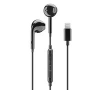 Music Sound Ergonomic Wired Capsule Headphones with Lightning MFI Connector - Black