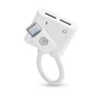 Music Sound - Music & Charge Usb-c/Usb-c - Aux-Split Adapter - Charge your smartphone and listen to your favorite music - Charge 60W - Cable length 10 cm - White