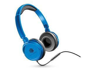 Music Sound Over Ear Basic Wired Headphones | On-Ear Headphones Foldable Headband with 1.2 m Anti-Tangle Cable and Built-in Microphone - 3.5 mm Jack Connection - Blue