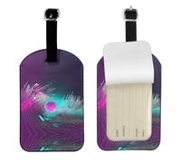 Music Sound Wave Printed Suitcase Tag, Microfiber Leather Travel Shield, Secure Privacy Label, for Backpack ID