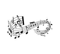 Music Sounds Wave Musical Notes Treble Fine Carving Stickers 54.4x104.5cm Glass Stickers Black