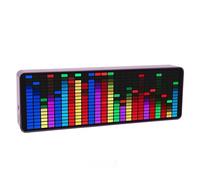 Music Spectrum Display, 384 LED Audio Spectrum Analyzer with Clock, 20 Dynamic 7 Color Music Spectrum Pickup Analyzer with 1624 Segment Rhythm Light Level Voice Sensor, for Audio