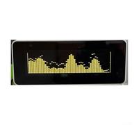 Music Spectrum Display, LED Sound Level Meter Audio Spectrum Analyzer Rhythm Light Digital Graphic Equalizer Desktop Clock with Remote Control(Yellow)
