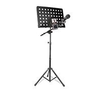 Music Stand, Multifunctional Dj Racks with Detachable Microphone Stand, Stable, Foldable and Portable, Height Adjustable, Metal, for Laptop Projector Books Stand, Easy to Install