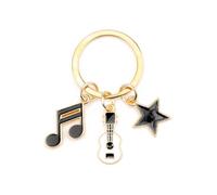 Music Star Keychain, Black and White Color-Matching Music Notes and Guitar, Small Gift for Mom, Son, Daughter, Colleague, Gift for Music Lovers