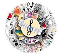 Music Stickers Pack, 50pcs Notation Phonetic Symbol Stickers for Music Lovers Kids Teens, Attractive Vinyl Decals for Laptop Water Bottle Guitar Piano Helmet Skateboard Luggage Graffiti