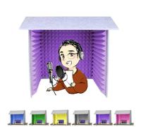 music studio,room soundproofing,soundproofing panels,desktop soundproof cover foldable,Portable Soundproof Booth,Sound Dampening, Microphone Soundproofing Acoustic Foam Panel-Purple-60×60×60cm